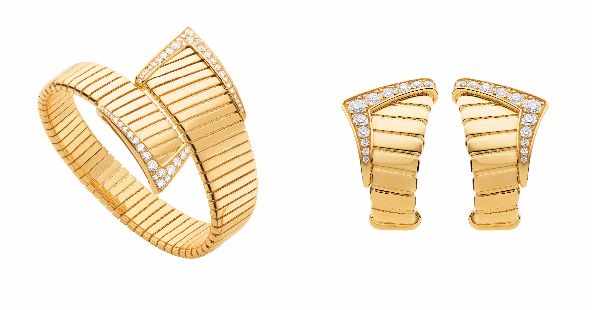 Asymmetric Tubogas bracelet and earring details