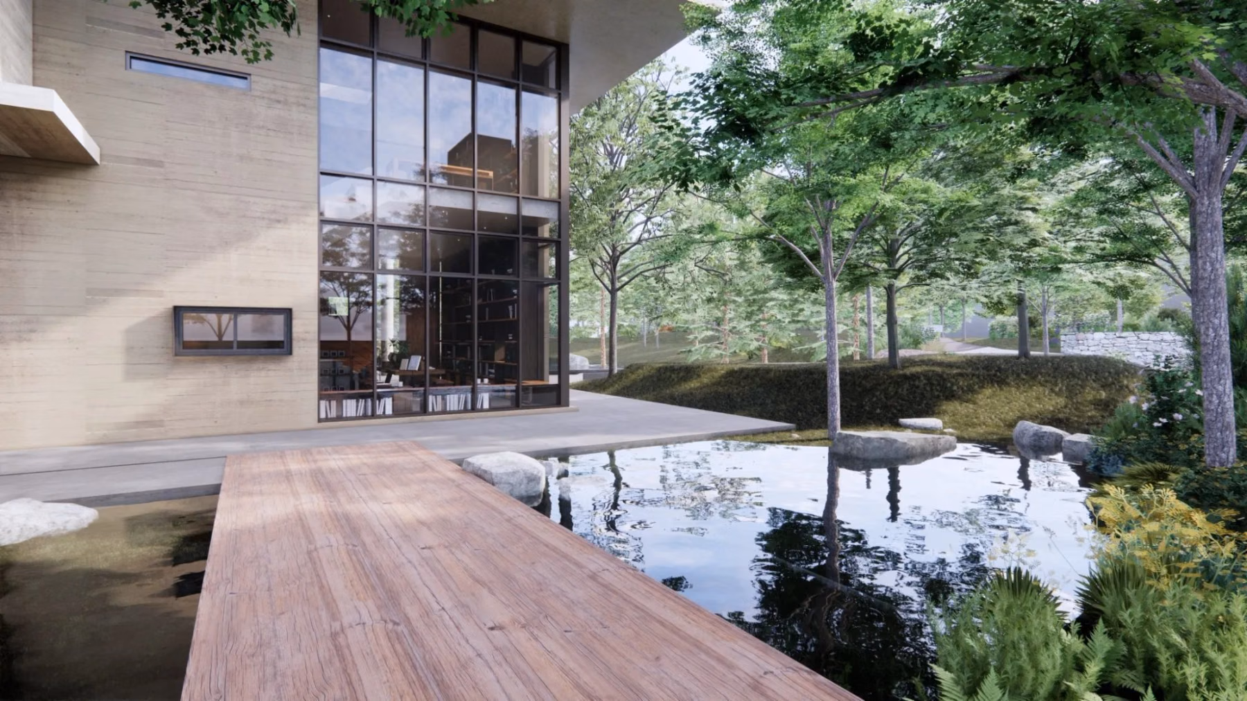 Lobsang Library waterscape and reading area planning outline
