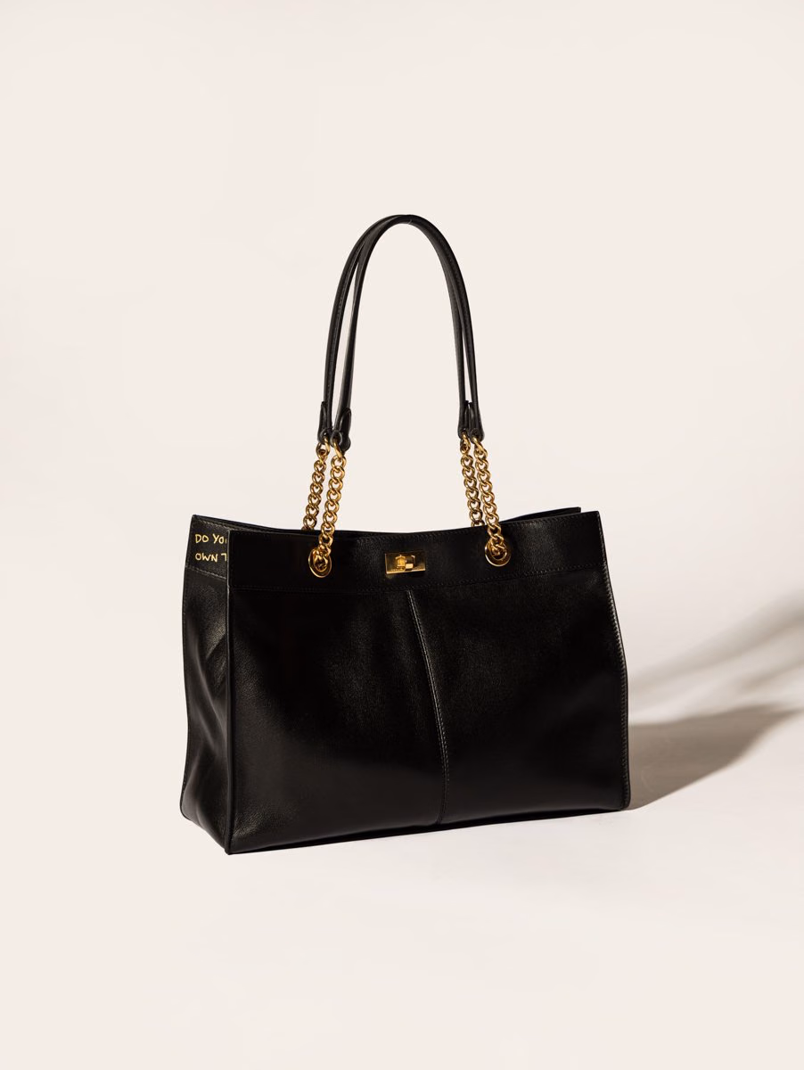 チェーンハンドル付きの黒いSmall Mortimer Tote
