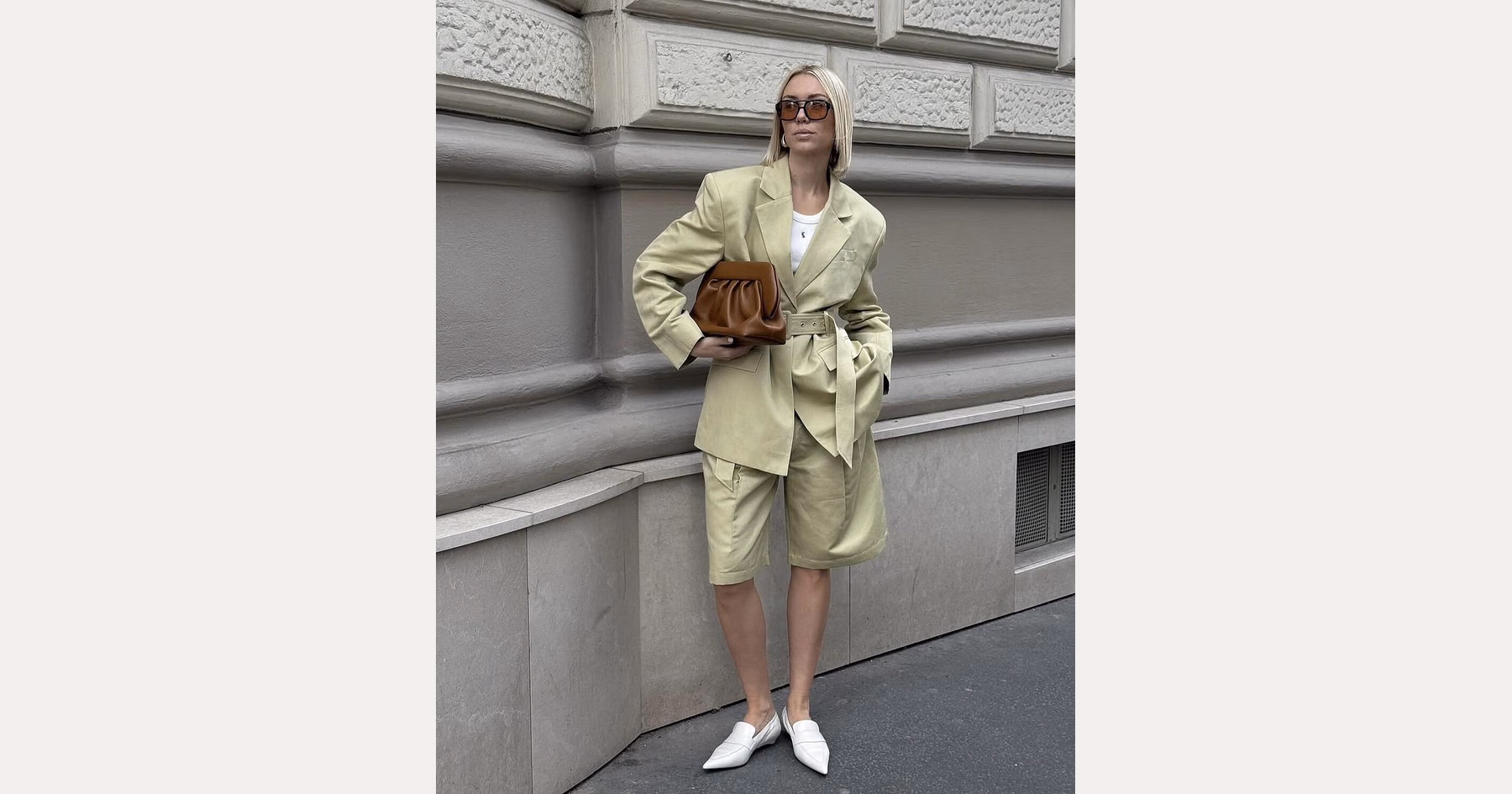 Pistachio Green for an Autumn Wardrobe: Four Looks with Tailoring, White Trousers and Grey