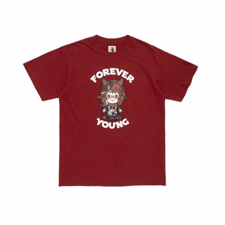 ตัวละคร Forever Young หน้าเสื้อยืดเบอร์กันดี