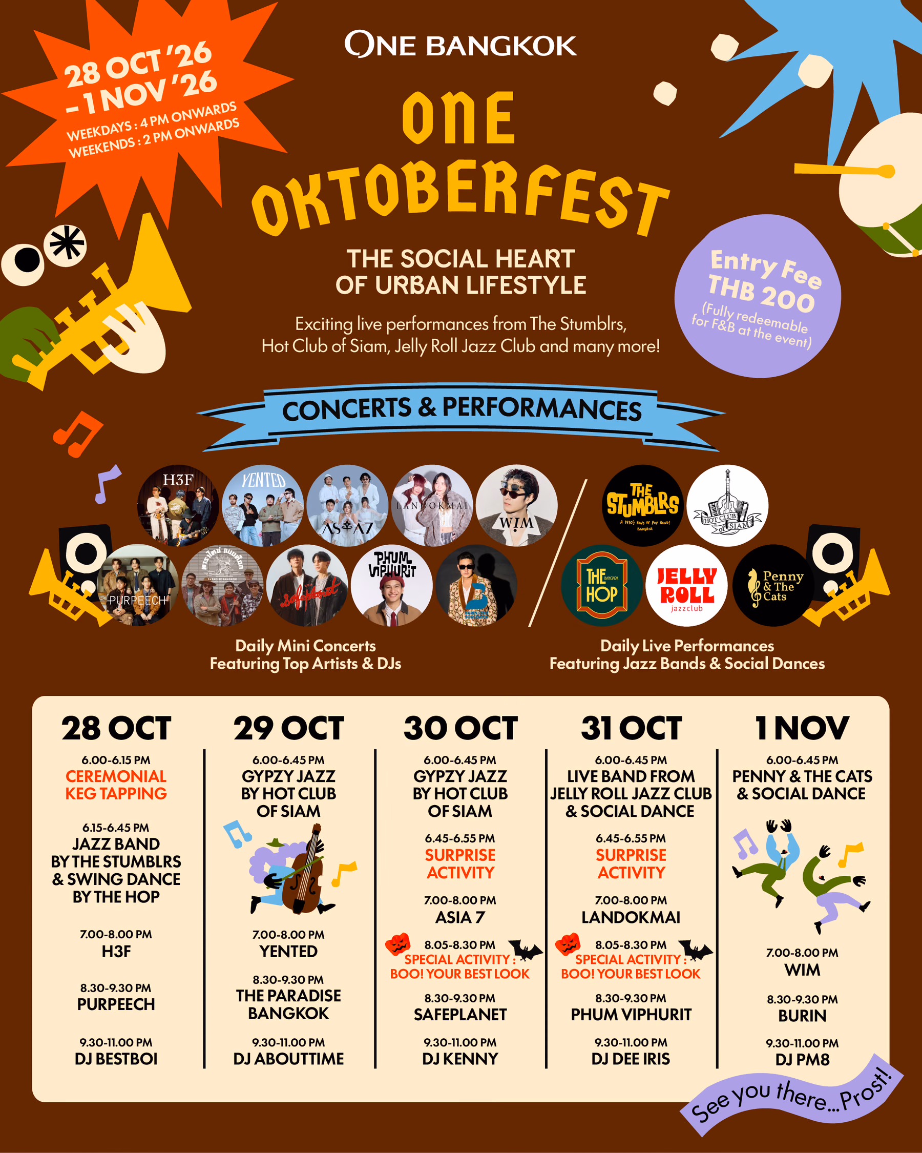 กำหนดการทางการ One Oktoberfest พร้อมข้อมูลค่าเข้า 200 บาท