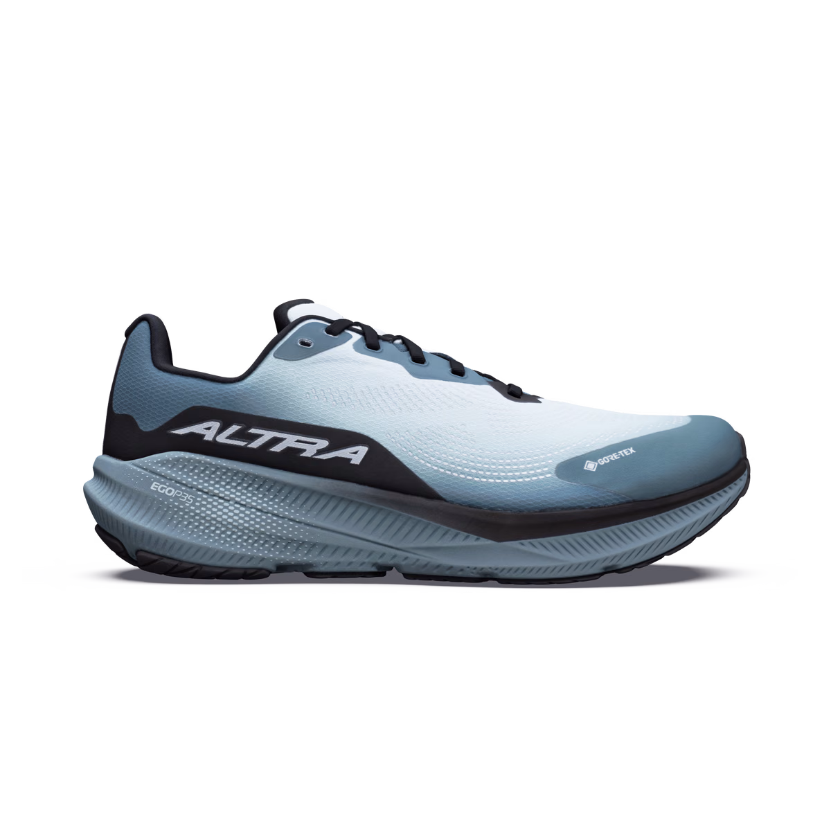 ภาพด้านข้างสินค้า FLOW 3 GTX แสดงอัปเปอร์สีน้ำเงินและรูปทรงมิดโซล