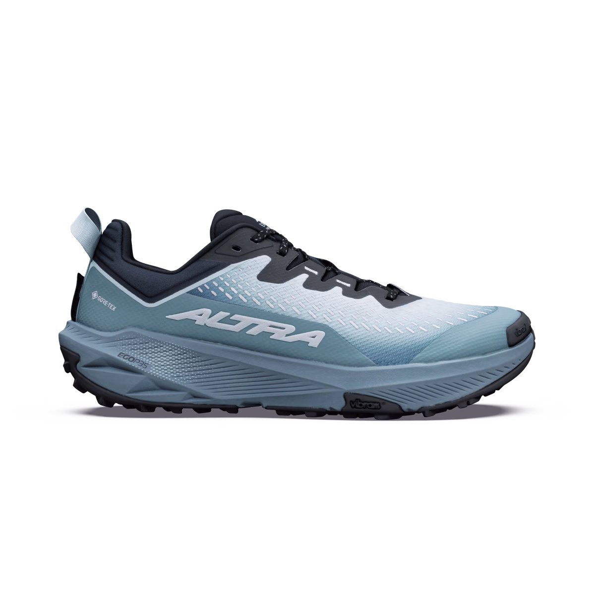 ภาพด้านข้าง WILD 3+ GTX เห็นส่วนป้องกันปลายเท้าและเครื่องหมาย Vibram
