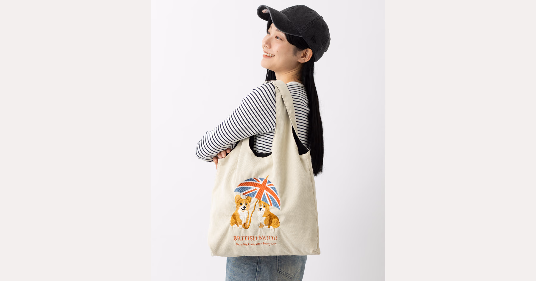 Jubileeのコーギー刺しゅうトート、京都の英国展に11月3日登場