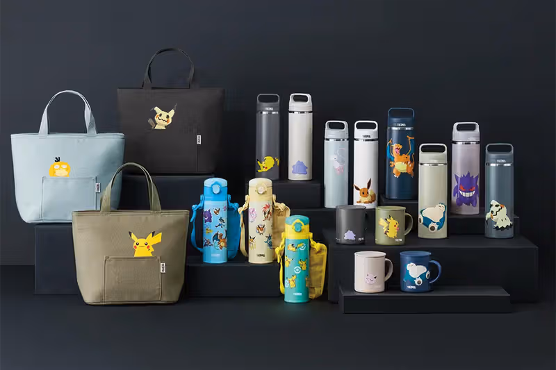 포켓몬과 Thermos 협업 보온 시리즈, 피카츄·팬텀이 어른스러운 저채도 컬러 속으로