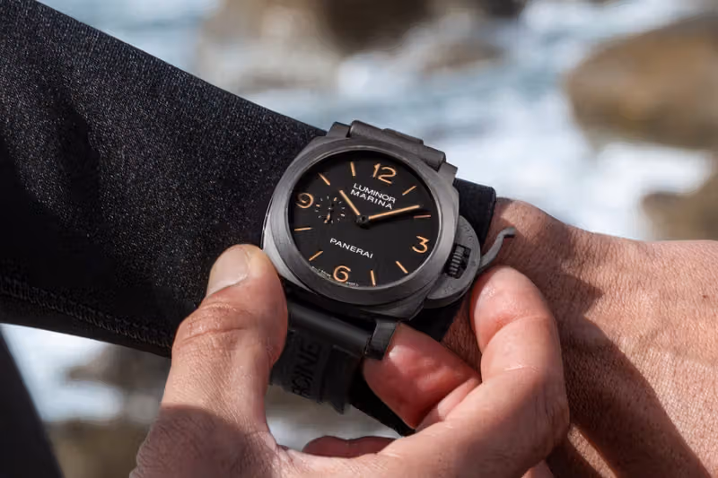 Panerai's New Luminor Marina Swaps Titanium for Compressed Carbon Fiber, Cutting Weight by 64%