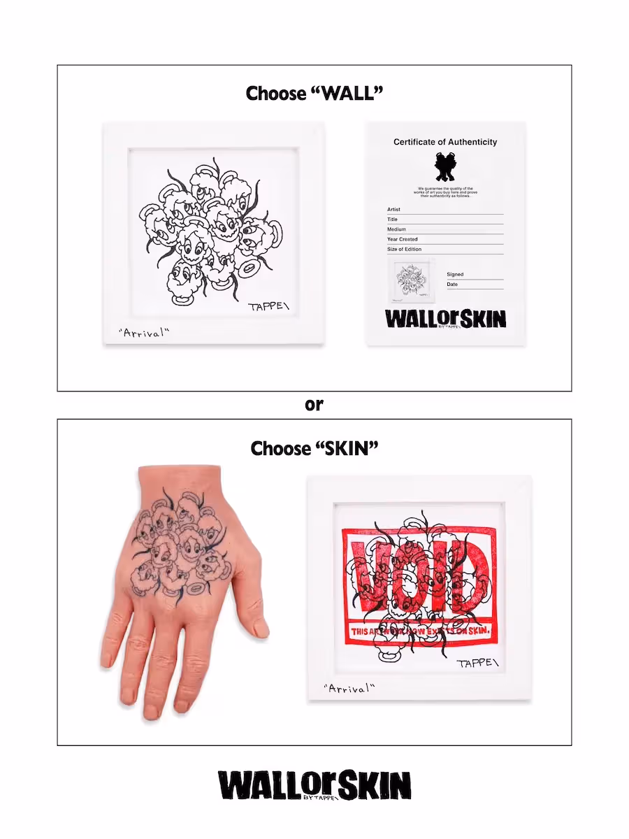 TAPPEI大阪個展「WALL or SKIN」：買下一件作品，你選擇掛在牆上，還是刺進皮膚