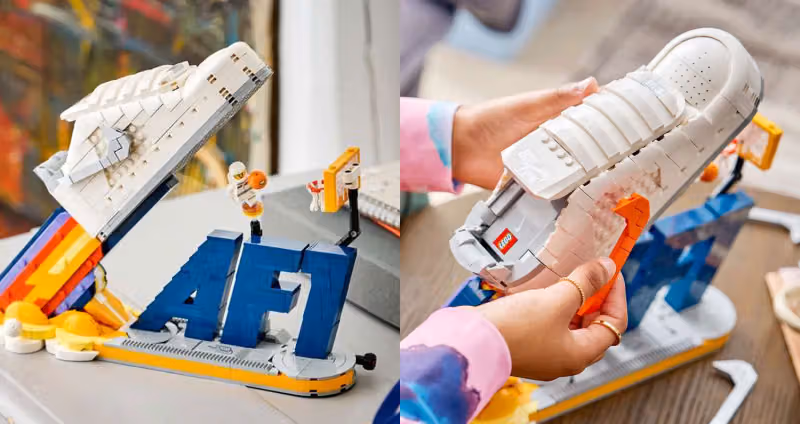 轉一下按鈕就灌籃！LEGO x Nike 把 AF1 拆成太空球場積木