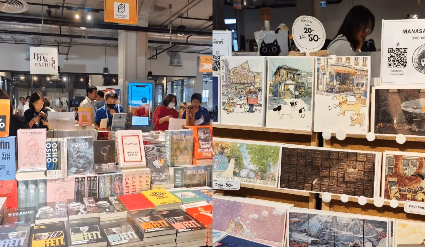 曼谷河畔書展辦一場書本盲約,順便把攤位食物端上桌